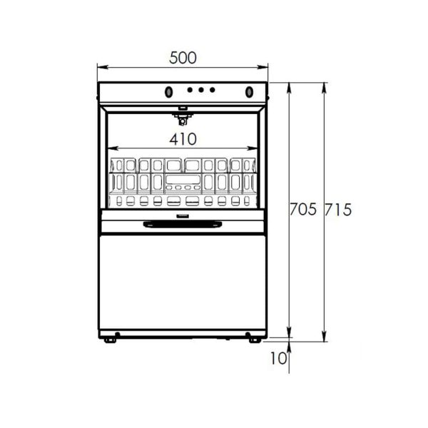 Lave verres électronique à EAU PROPRE triphasé avec panier Ø 41cm