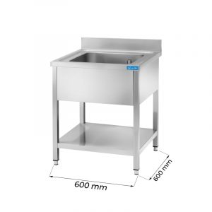 Évier ouvert en acier inoxydable avec une cuve L600xP600xH850 mm - ligne premium