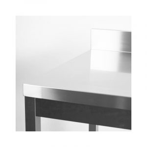 Table ouvert en acier inoxydable sans étagère de fond avec dosseret L1300xP700xH850 mm - ligne premium – Image 5