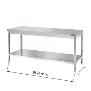 Table ouvert en acier inoxydable avec étagère de fond sans dosseret L900xP600xH850 mm - ligne premium