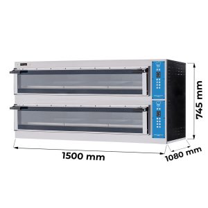 Four à pizza électrique à chambre double pour 6 + 6 pizzas Ø 40 cm | 4+4 plaques EN 60x40 - développement en largeur - série SMART