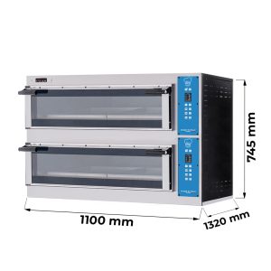 Four à pizza électrique à chambre double pour 6 + 6 pizzas Ø 35 cm | 3+3 plaques EN 60x40 - série SMART