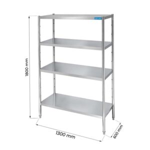 Étagère en acier inoxydable avec quatre étagères - L1300xP600xH1800 mm - ligne premium