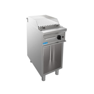 Grille de pierre de lave à gaz simple sur compartiment à jour avec grille pour la viande