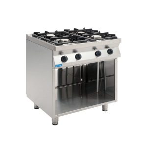Cuisinière à gaz 4 feux avec 2 brûleurs de 3,5 kw + 2 brûleurs de 6,0 kw sur compartiment par jour - ligne BASIC