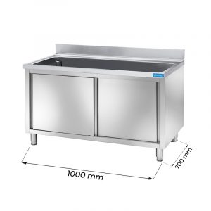 Évier en acier inoxydable avec dosseret L1000xP700xH850 mm - ligne basic