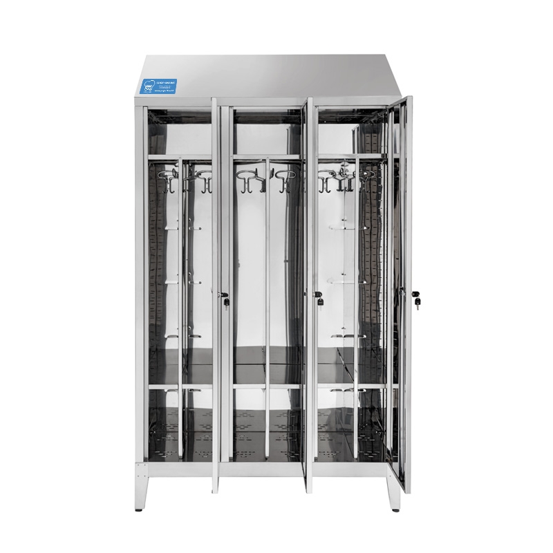 Armoire vestiaire en acier inox 304 à trois portes - L1200xP400xH2150 mm