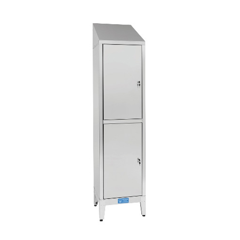 Armoire vestiaire en acier inox 304 à deux portes - L500xP500xH2150 mm