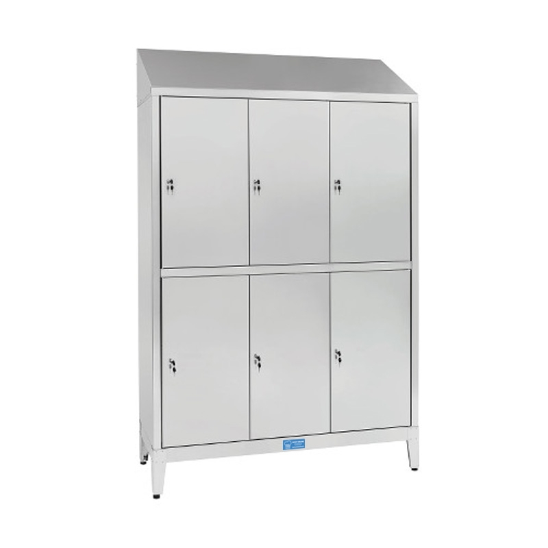 Armoire vestiaire en acier inox 430 à six portes - L1200xP500xH2150 mm