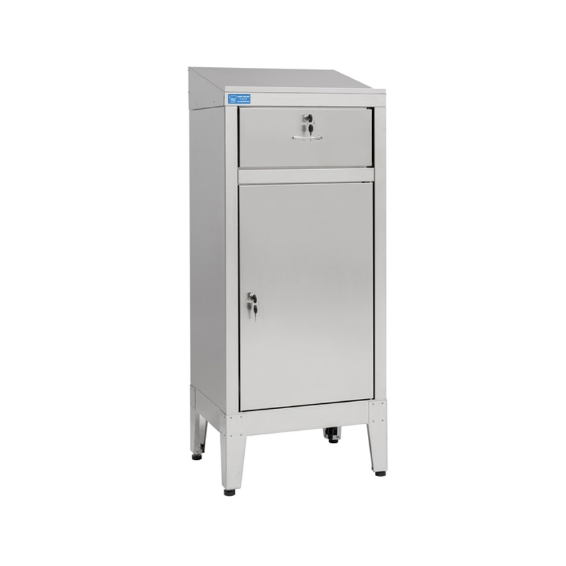 Porte-livre armé avec tiroir en acier inox 304 à une porte et un tiroir - L500xP400xH1150 mm