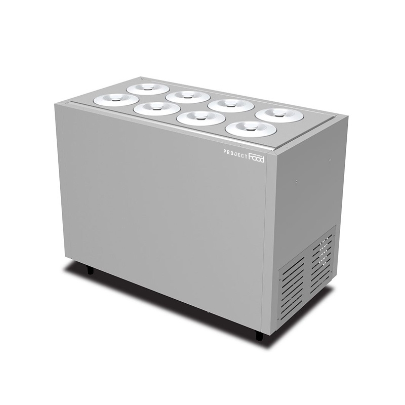 Banc à glace encastrable pour 8 carapines de 7,5 litres + 6 de réserve de température de -5°C à -20°C