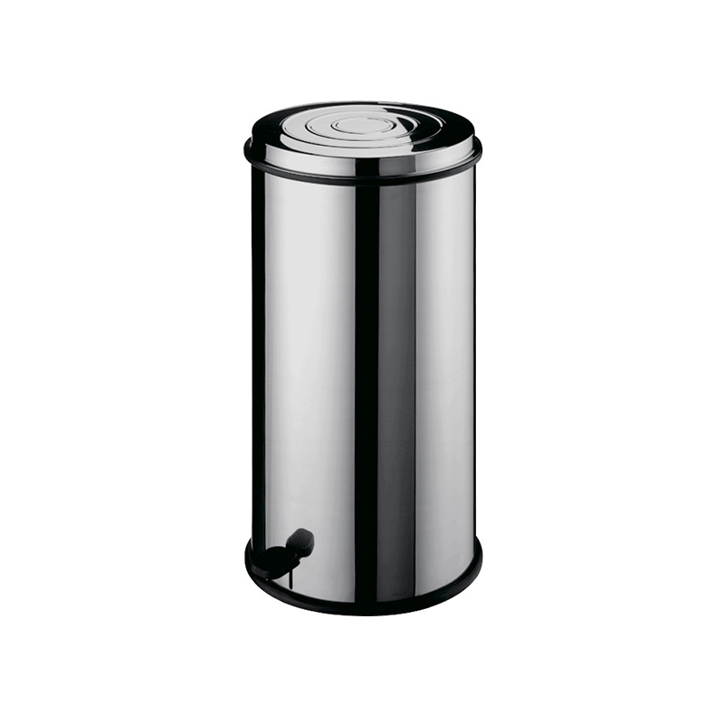 Poubelle ronde en acier avec panier intérieur en métal et pédale