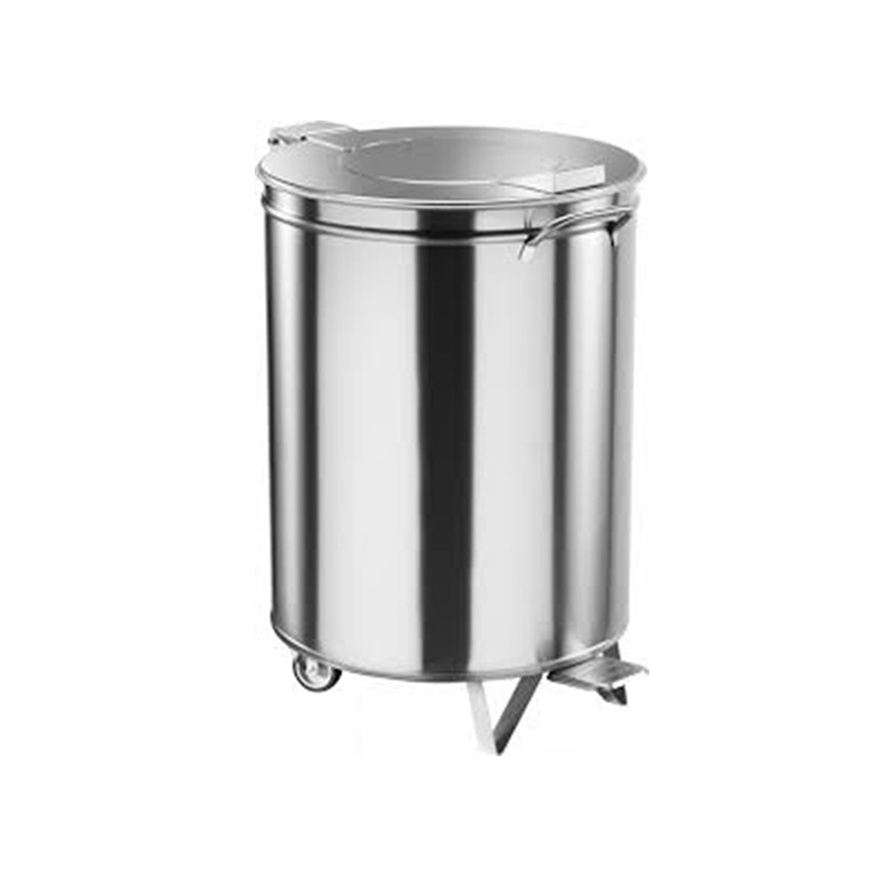 Poubelle à chariot en acier inox, avec pédale 100 litres