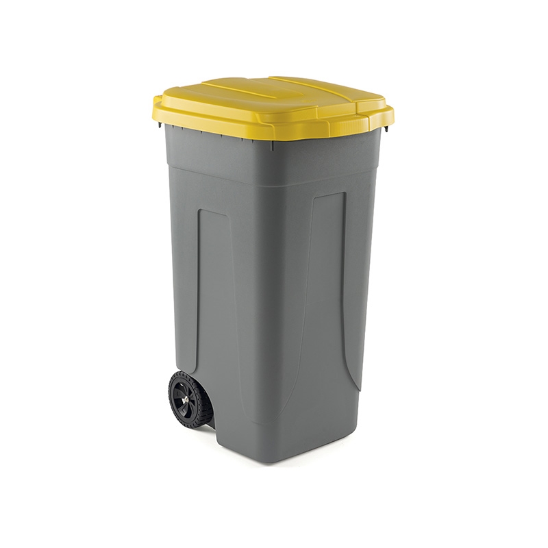 Poubelle pour tri sélectif couleur jaune - 100 litres - empilable