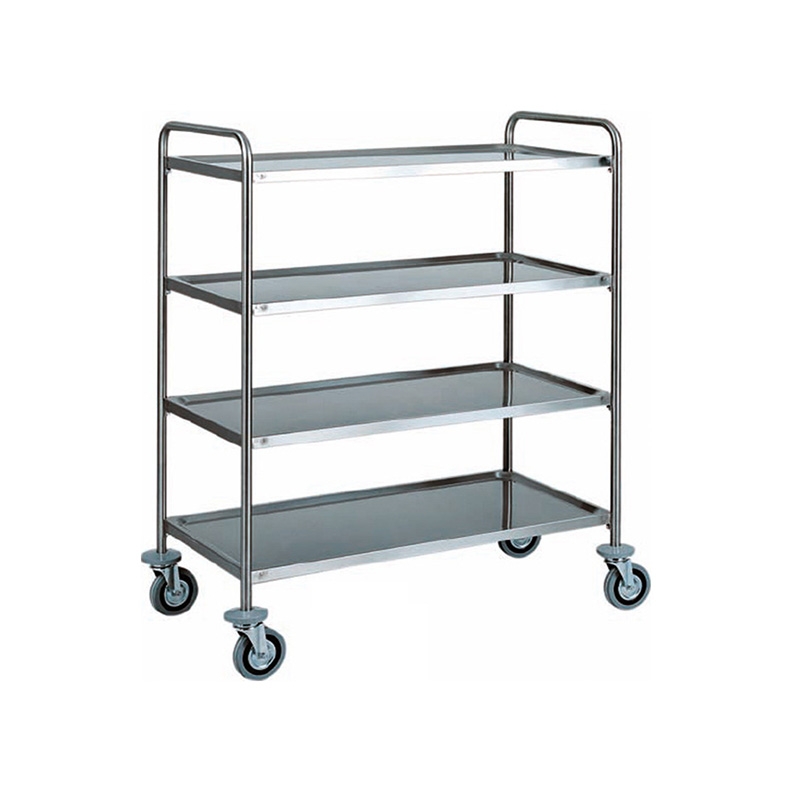 Chariot de service en acier inox avec 4 étages et dimensions L1100mmxP600mmxH1400mm