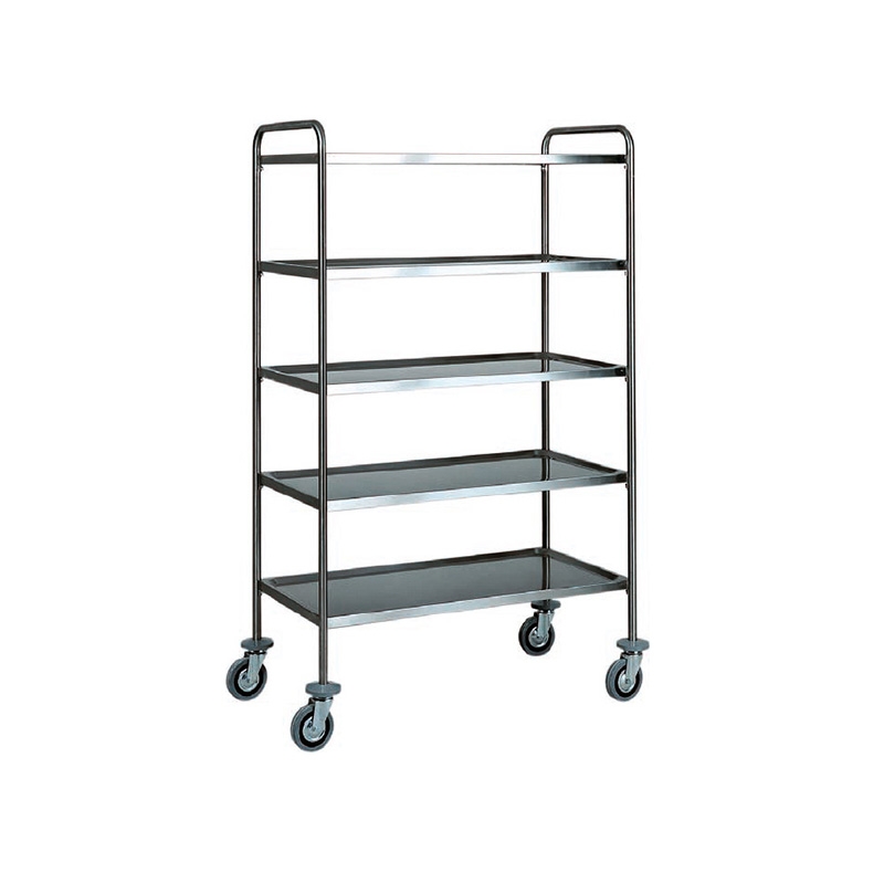 Chariot de service en acier inox avec 5 étages et dimensions L1100mmxP600mmxH1700mm