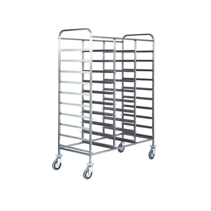 Chariot porte-plateaux en acier inox 30 plateaux