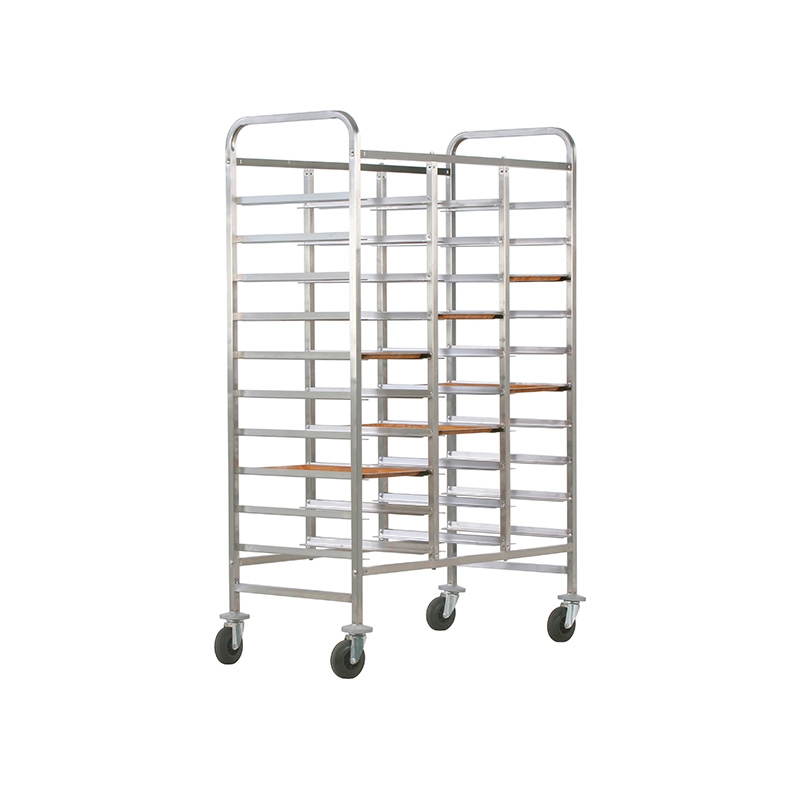 Chariot porte-plateaux en acier inox 30 plateaux