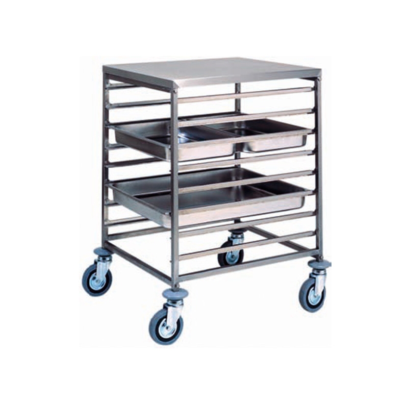 Chariot à plaques en acier inox pour 8 plaques GN 2/1 ou 16 plaques GN 1/1 L650xP760xH940 mm