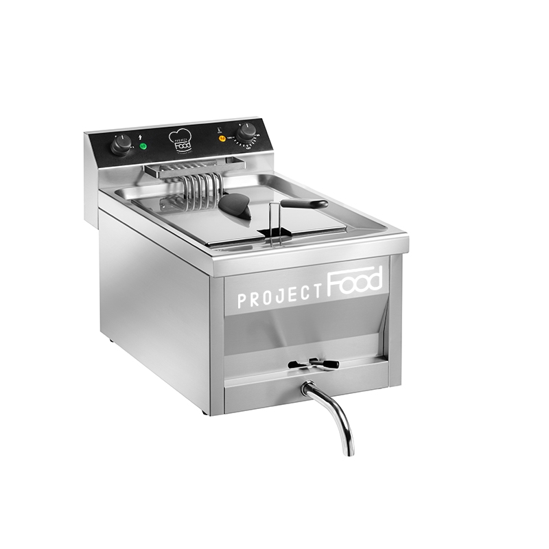 Friteuse électrique de table avec n° 1 cuve de 12 litres et robinet - puissance 9000 watt