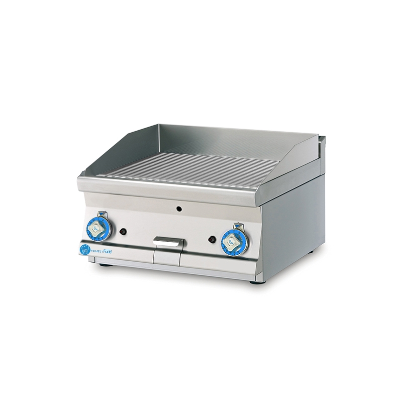 Fry-Top professionnel de table à gaz avec plaque double rayée