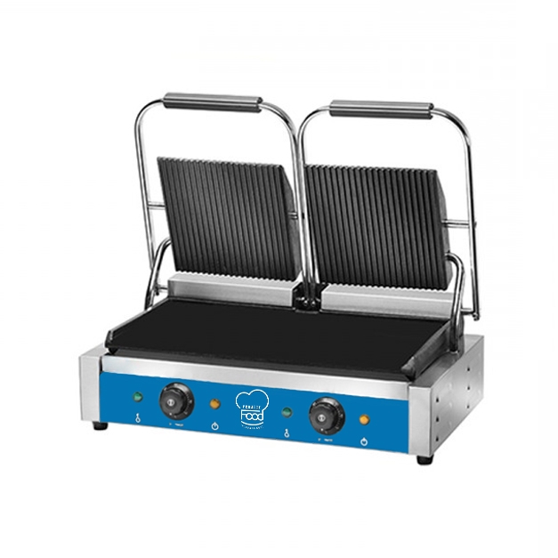 Plaque à sandwich basique double plaque de cuisson en fonte lisse - puissance 3600 watts
