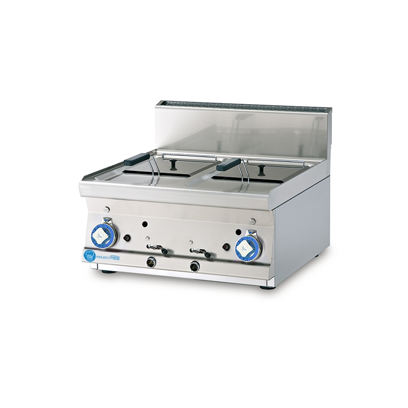 Friteuse professionnelle de table à gaz avec double cuve de 8 lt + 8 lt