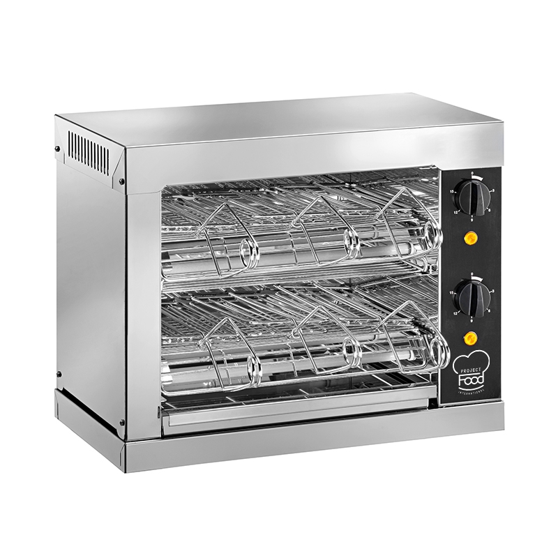 Toaster professionnel avec n° 6 pinces et résistances à quartz - puissance 3000 watts