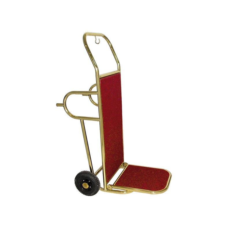 Chariot porte-valises en acier inox laitonné et bois 560x830x1230 mm