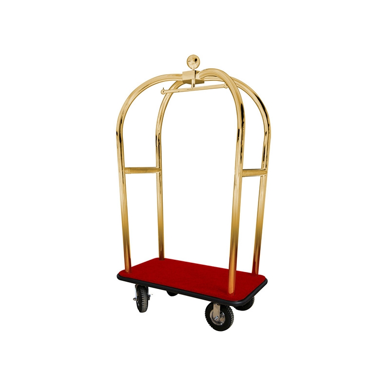 Chariot porte-valises avec cintres en acier laitonné 1100x620x1980 mm