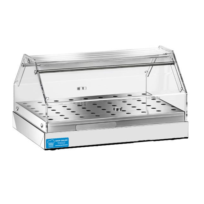 Vitrine neutre de banc L 50 cm avec 1 étage en acier inox AISI 304