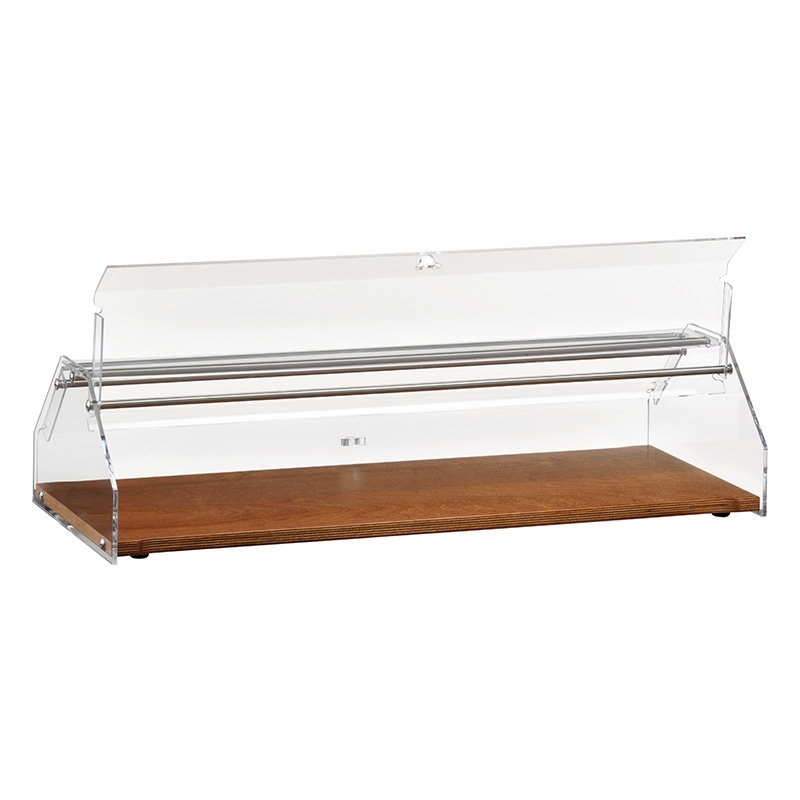 Vitrine neutre de banc L 50 cm avec 1 étage en bois couleur noyer