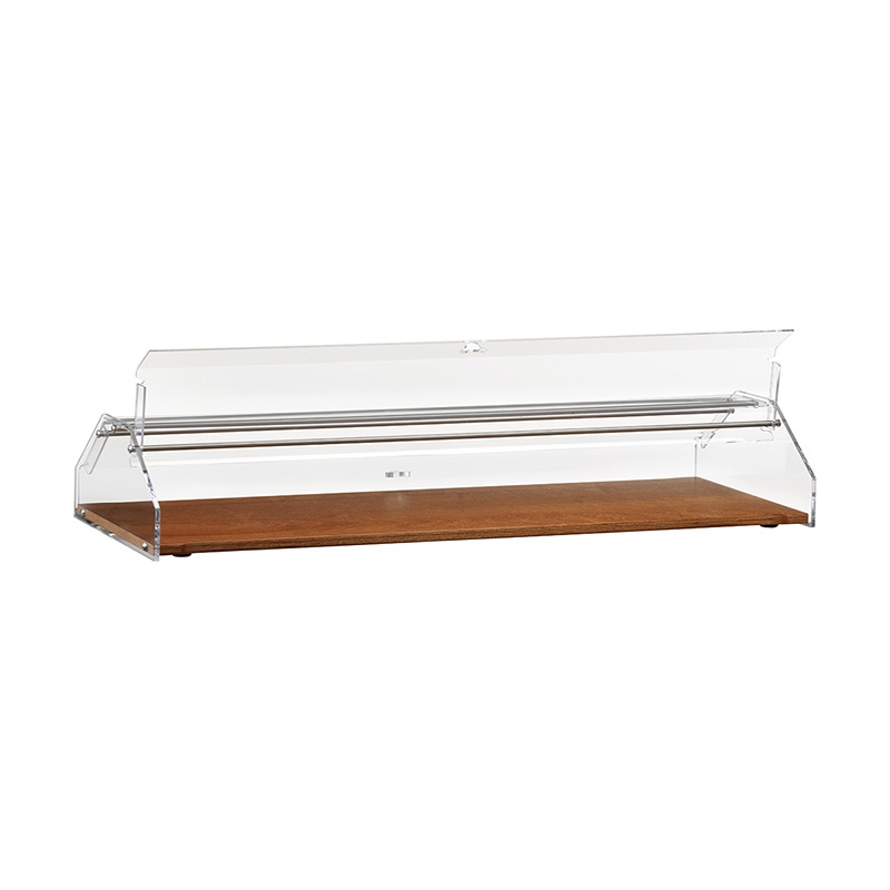 Vitrine neutre de banc L 85 cm avec 1 étage en bois couleur noyer