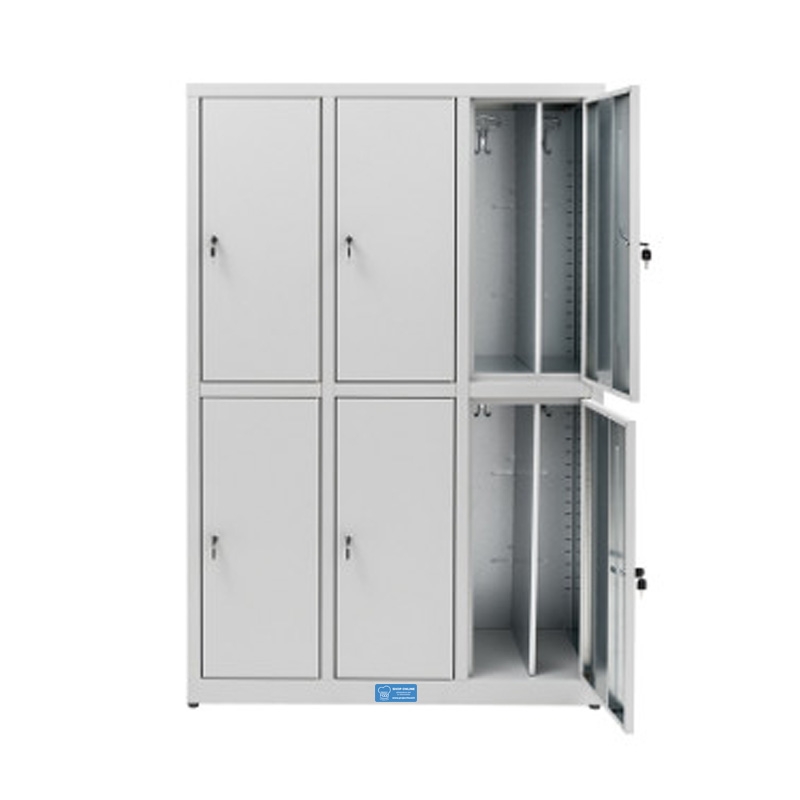 Armoire vestiaire en zinc plastifié à six portes - L1200xP500xH1800 mm