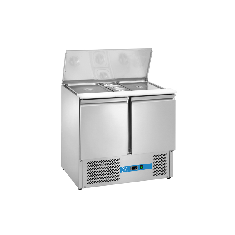 Saladette à réfrigération statique avec n° 2 portes et couvercle - température de +2°C à +8°C