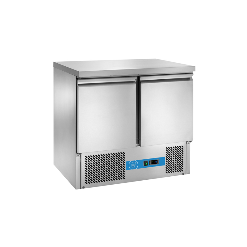 Saladette à réfrigération statique avec n° 2 portes et plateau en acier inox - température de +2°C à +8°C