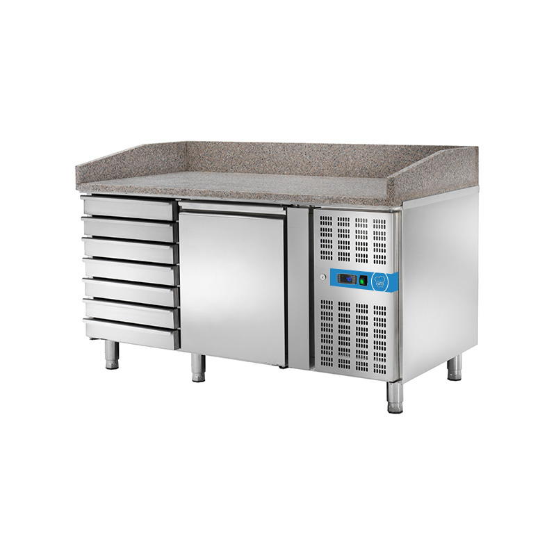 Table réfrigérée à pizza avec n° 1 porte EN 60x40 + 7 tiroirs sans vitrine porte-goût
