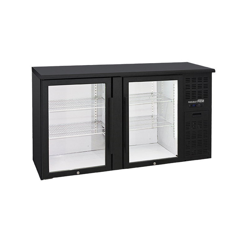 Table réfrigérée noire à encastrer avec n° 2 portes en verres et température de +2°C à +8°C - profondeur 50 cm