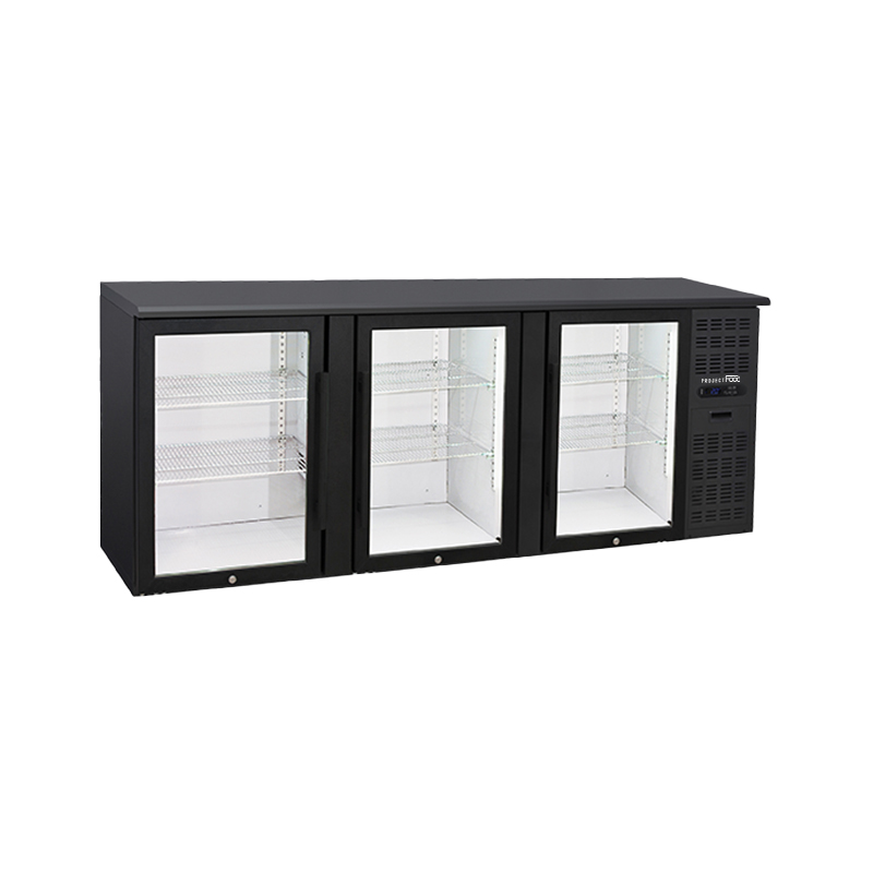 Table réfrigérée noire à encastrer avec n° 3 portes en verres et température de +2°C à +8°C - profondeur 50 cm