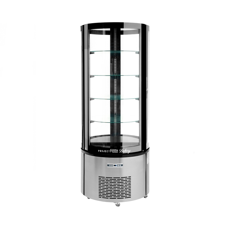 Vitrine d’exposition en verre ventilé avec 4 étagères Ø 53 cm température de+2°C à +8°C - capacité  400 lt