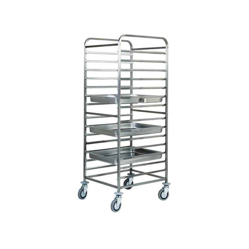 Chariot à plaques en acier inox pour 14 plaques GN 2/1 o 28 plaques  GN 1/1 L650xP760xH1820 mm