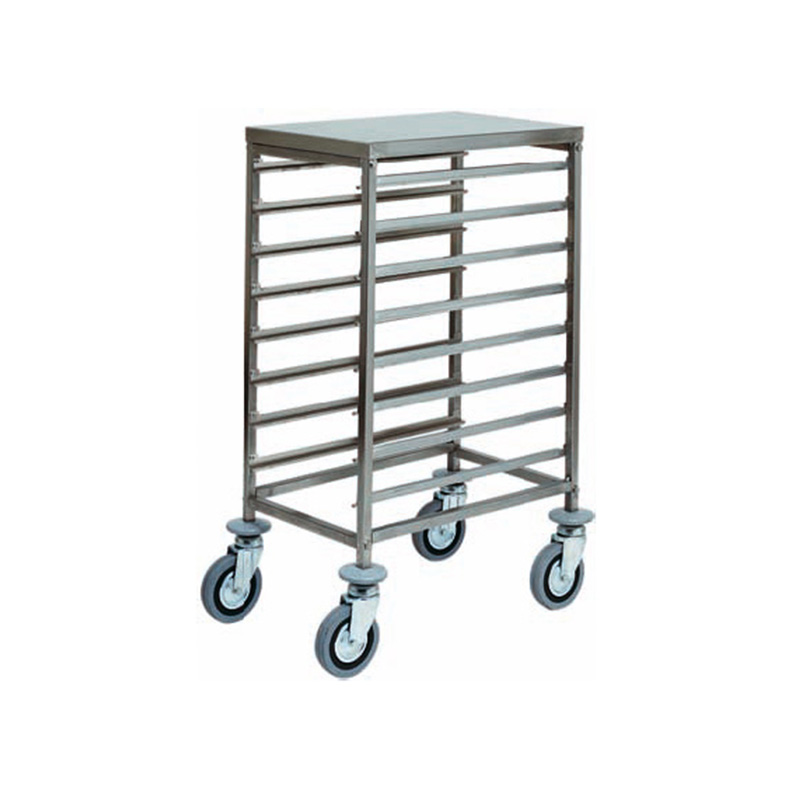 Chariot à plaques en acier inox pour 8 plaques GN 1/1 L450xP660xH940 mm