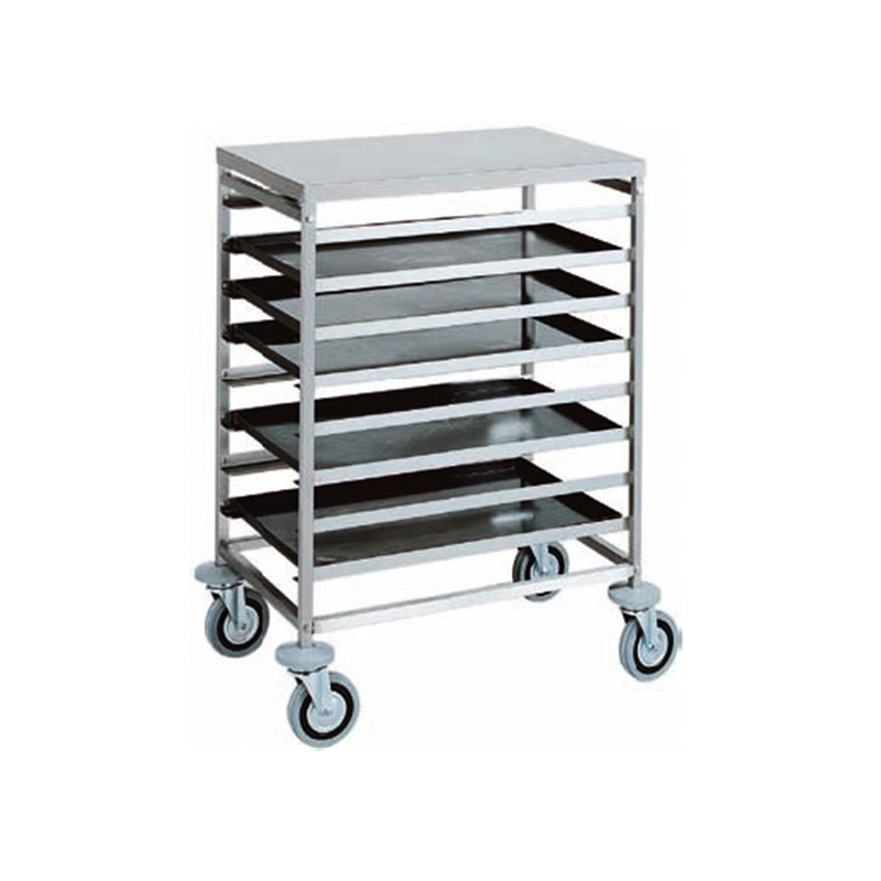Chariot à plaques en acier inox pour 8 plaques 600x400 mm L520xP720xH940 mm