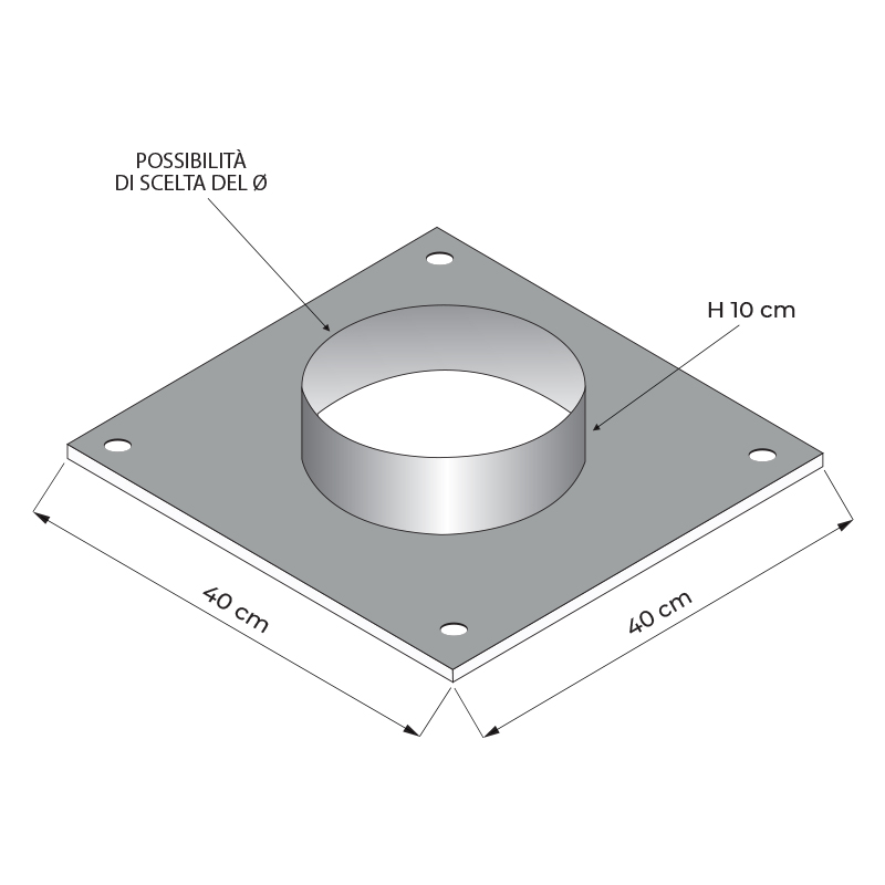 Collier pour hotte avec trou 35x35