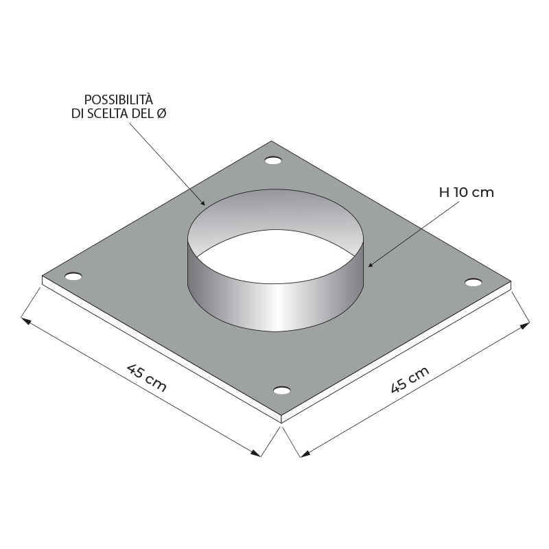 Collier pour hotte avec trou 45x45