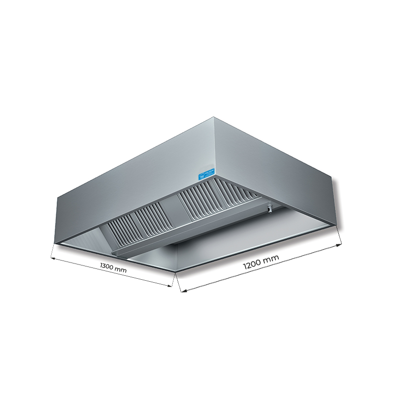 Hotte série cubique installation au centre de la pièce avec moteur et régulateur de vitesse - dim. L1200xP1300xH450 mm