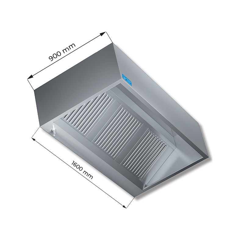 Hotte série cubique installation murale avec moteur et régulateur de vitesse - dim. L1600xP900xH450 mm