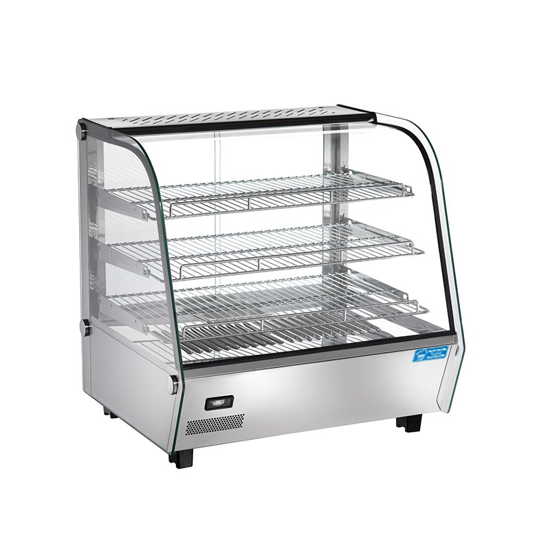 Vitrine chauffante de banc capacité 120 lt avec verre courbé