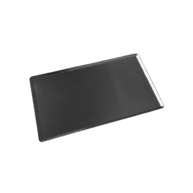 Plateau imprimé avec coins arrondis en aluminium téflonate noir format GN 1/1