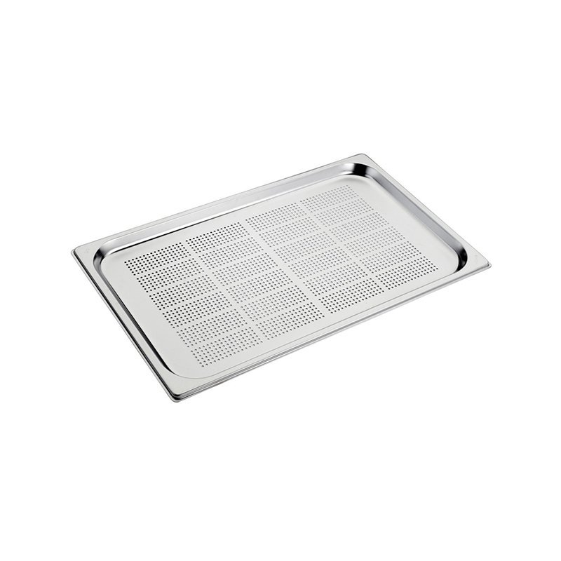 Bassine en acier inox format GN 1/1 avec fond perforé - hauteur 20 mm